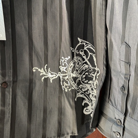 NWT Level Ten Men’s Button Down Black Stripe Shirt Size Medium - Picture 2 of 7